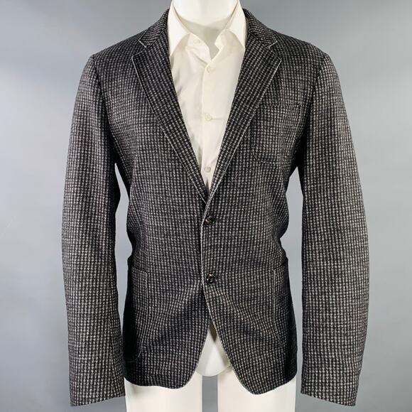 ARMANI COLLEZIONI Size 40 Grey Charcoal Checkered Wool Blend Sport Coat - Picture 1 of 8